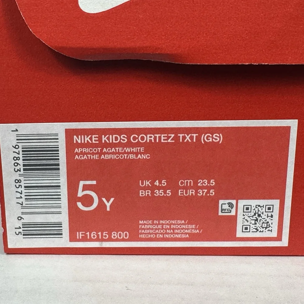 Nike Cortez TXT GS Apricot Agate/ White Size 5Y IF1615-800